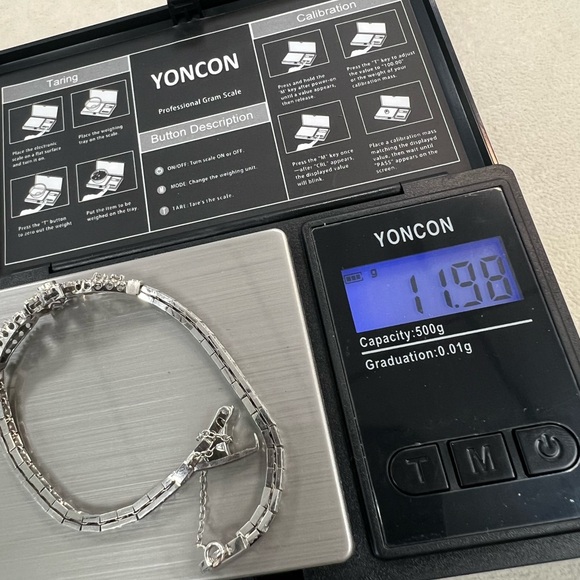 14K white gold and genuine natural diamonds vintage bracelet - Picture 4 of 17